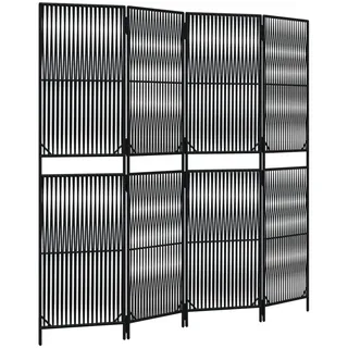 vidaXL Paravent 4-tlg. Schwarz Poly Rattan
