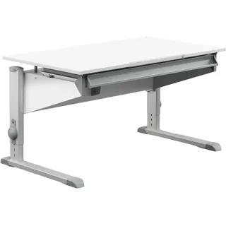 Moll Sprinter Kinderschreibtisch höhenverstellbar | mitwachsend, ergonomisch & neigbar für aufrechtes Sitzen | ideal für Schulkinder | Schreibtisch weiß optional mit Schublade | Made in Germany
