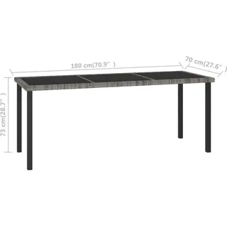 vidaXL Garten-Esstisch 180 x 70 x 73 cm Grau