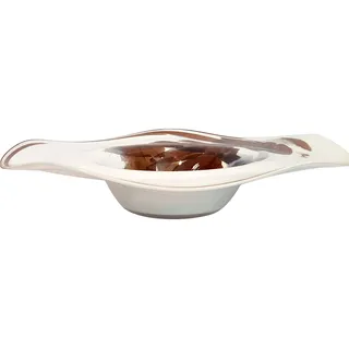 Oberstdorfer Glashütte Grosse Dekoschale farbige Glasschale beige braun Weiss Obstschale mundgeblasen Durchmesser ca. 24 cm