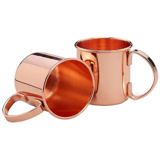 ECHTWERK Glas Moscow Mule Kupferbecher 2er Set, 2-tlg., Edelstahl, Cocktail-Set, Cocktailgläser, Geschenkset, 450 ml rot