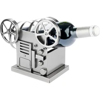 BRUBAKER Weinflaschenhalter Filmprojektor - Kino Flaschenhalter Metall Skulptur - Retro Projektor mit Spulen - Wein Geschenk für Kino-Date oder Gutscheine - Flaschenständer mit Geschenkkarte