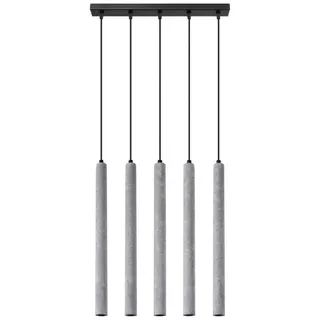Licht-Erlebnisse Pendelleuchte PETERA, ohne Leuchtmittel, Metall Beton G9 H: max. 110 cm Grau länglich Modern grau