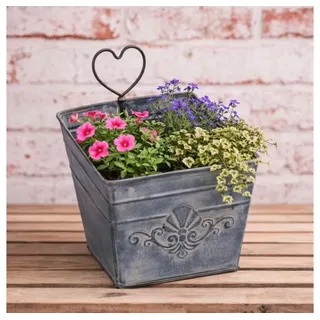 AltoBelli Blumentopf AltoBelli Blumentopf PIAZZA mit HERZ Zink Eckig 12x12 cm