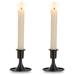 Romadedi Kerzenständer Stabkerzen Schwarz Klein - 2er Set Kerzenhalter Stabkerze Metall Vintage Morden Deko für Adventskranz Halloween Wohnzimmer Weihnachten Hochzeit Tischdeko