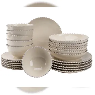Costa Nova Pearl Geschirrset  24-teilig creme Steinzeug Tafelservice