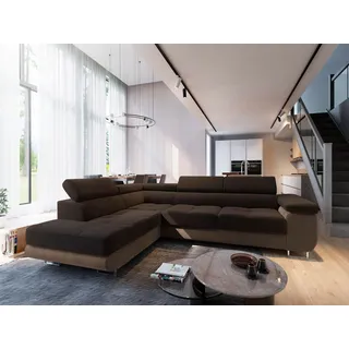 masseno Ecksofa Selva L-Form Velours 3-Sitzer Braun
