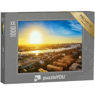 puzzleYOU Puzzle Hamburg im Sonnenaufgang, 1000 Puzzleteile, puzzleYOU-Kollektionen Hamburg, Deutsche Städte