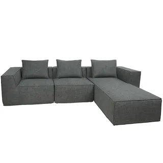 Mendler L-Sofa HWC-O54 mit Ottomane dunkelgrau