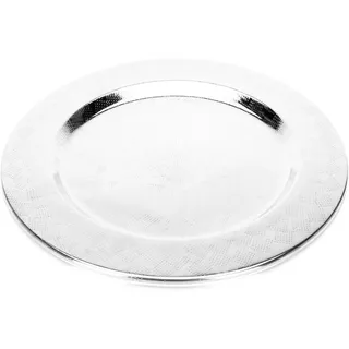 Ø 35 cm Platzteller Edelstahl silberner Dekoteller Weihnachten Servierteller rund Dekoplatte Metallteller Deko Unterteller Silber Deko Teller Silberteller für Kerzen Edelstahl Platzteller Hammerschlag