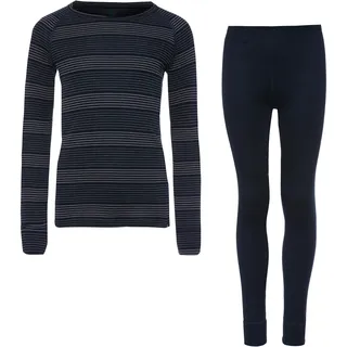 Odlo ACTIVE WARM Wäscheset Kinder in dark sapphire-gray ridge, Größe 116 - blau