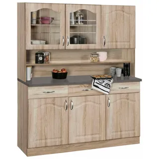 wiho Küchen Küchenbuffet Linz 150 cm breit, in Landhaus-Optik beige|grau