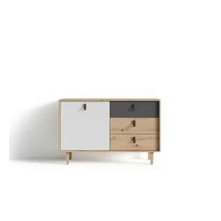 byLIVING Sideboard Bill Breite 120 cm, Artisan Eiche (Eiche-Optik)/anthrazit
