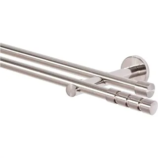 MDEKOR Vorhangstange 2-läufig Ø 16 mm 200 cm Edelstahl-Optik