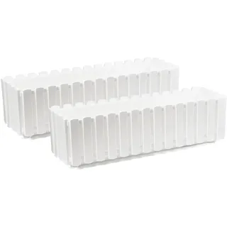 Tymar Blumenkasten landhausstil, Balkonkasten lattenoptik, Pflanzkasten Landhaus, 2er-Pack, Garten, Balkon, Terrasse (Weiß, 60 cm)