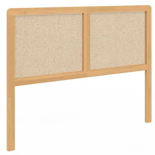 IDMarket - Kopfteil auf Fuß EDHEN 140 cm Rohrgeflecht und Holz