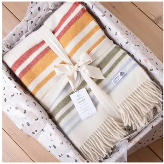 Plaid PRÄRIE, Steppenwolle, Nachhaltige Wolldecke bunt 130x200cm, Made in EU aus 100% Schurwolle blau|bunt|grün|rot