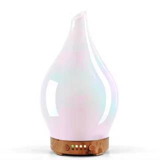 Porseme Aroma Diffuser 150ml,Handgeblasen Glas Luftbefeuchter, Ultraschall | Aromatherapie Öle Diffusor mit 7 farbigem LED Licht, Diffusor für Ätherische Öle mit Timer BPA Frei für Wohnung(White Jade)