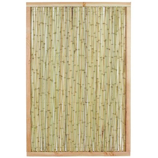 Bambuszaun KOH Samui 180 x 120cm aus Bambusrohren mit 1,8 - 2cm Durchmesser im Hellen Holzrahmen - Bambus Sichtschutzwand gerahmt 1,8 x 1,2m