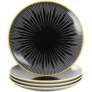 Intirilife Dessertteller 20,5 cm Schwarz/Weiß 4er Set