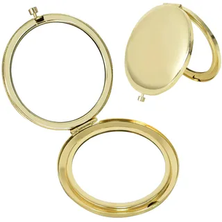 Disnace Taschenspiegel Mini Schminkspiegel Klappbare Mini Schminkspiegel, Doppelseitig Taschenspiegel Kosmetikspiegel Für Reisen 65MM Kompakter Kosmetikspiegel Make-Up-Spiegel (Gold)