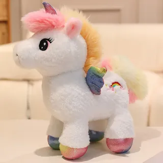 Trayosin Kuscheltier Einhorn Plüsch Regenbogen Stofftier zum Kuscheln & Spielen, Plüschtier Kuscheltier Süß Teenager Herz Plüsch Puppe Geschenk (25cm,Weiß)