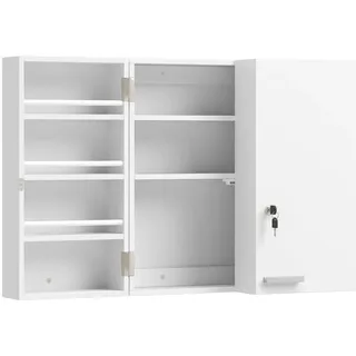 Homcom Medizinschrank abschließbar 2-türig Medikamentenschrank mit 11 Fächer | Weiß