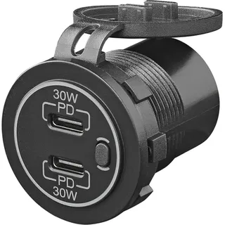 PRO PLUS USB Schnellladegerät Einbau USB C Doppelbuchse 2-fach 12V 24V USB Ladebuchse