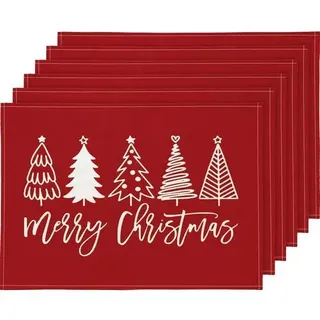 Platzset Weihnachten Rot Abwaschbar Tischsets C001 30 x 45 cm 6 Stück