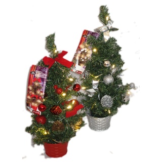 Weihnachtsbaum ca 45cm,mit 20xLED Rot oder Silber dekoriert (Silber)