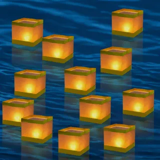 12 Stück 10x10cm Schwimmende Laternen Wasserlaternen Schwimmende kerzen Biologisch Abbaubare SchwimmendeLichter Schwimmkerzen weiss