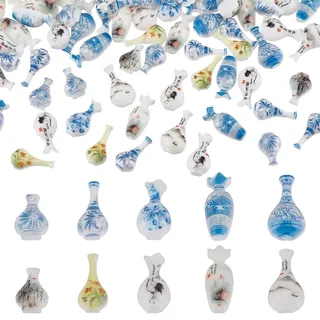 HOBBIESAY 200 Stücke Mini Vase Verzierungen 5 Größen Miniaturen Harz Vase Flache Mini Vases für Puppenhaus Kleine Blaue Vases für Nagelkunst Mikro Landschaftsbau Deko