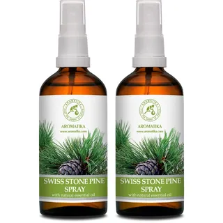Aromatisches Spray Zirbelkiefer 2x100 ml - Zirbelkiefernöl Spray - Natürliches Duftspray mit ätherischem Zirbenöl - Raumduft & Lufterfrischer für Räume und Textilien - Frischer Zirbenduft