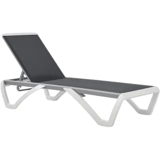 Outsunny Gartenliege Alu Sonnenliege Stoffliege Relaxliege 5-Fach verstellbar ergonomisch Texteline Grau+Weiß 170 x 67,5 x 95 cm