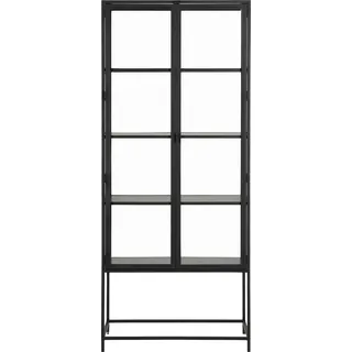 Glasvitrine ACTONA GROUP Schränke Gr. B/H/T: 77 cm x 186 cm x 35 cm, 2 St., schwarz (esche schwarz, matt schwarz) Glasvitrinen mit Glastüren und Metallrahmen, 4 Einlegeböden, B: 77 x H: 185,6 cm