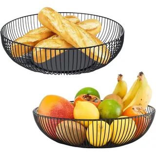 FELIXLEO Obstschale 2 STK Obstschale Metall 27.5x9cm Schwarz Matt Modern, (1-tlg)