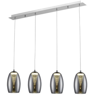 BRILLIANT Lampe Metropolis LED Pendelleuchte 4flg chrom/rauchglas easyDim   4x 5W LED integriert COB, 500lm, 3000K   In der Höhe einstellbar / Kabel kürzbar   EasyDim: dimmbar mit herkömmlichen Lichts