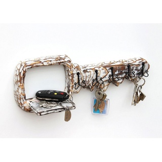 DanDiBo Schlüsselbrett Schlüsselbrett mit Ablage Holz Schlüsselboard Schlüsselhaken handgemacht 1101 Bügel Holzschlüssel