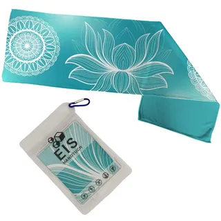 speecheese Türkises Boho Eishandtuch weiße Mandalas kühlendes Tuch für Sport und Outdoor