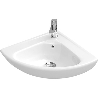 Villeroy & Boch Eck-Handwaschbecken Compact O.novo 415x415mm Viertelkreis 1 Hahnloch mit Überlauf Weiß Alpin 73274001