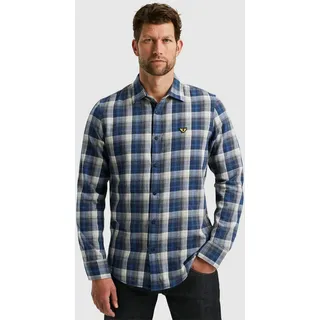 Karohemd PME LEGEND "Long Sleeve Shirt Twill Yarndyed Check", Herren, Gr. XXL, N-Gr, grau (salute), Web, Twill, Obermaterial: 100% Baumwolle, kariert, casual, regular fit Po-bedeckend, ohne Ausschnitt, Langarm Manschette, Hemden, mit Karomuster