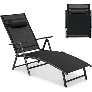 Costway Sonnenliege Klappliege 200 x 61 x 73 cm Schwarz