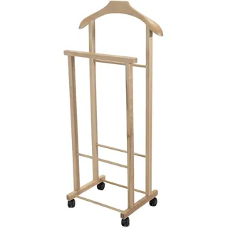 Tomaino - Herrendiener Schlafzimmer aus Holz - Kleiderständer mit Rollen Ambrogio - Herrendiener Modern für Kleidung und Accessoires (Natur)