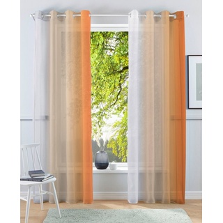Gardine Valverde, my home, Ösen (2 St), transparent, Voile, Vorhang, 2-er Set, Fertiggardine, Farbverlauf orange 144 cm x 245 cm