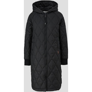 QS - Oversize Mantel mit abgerundetem Saum, Damen, schwarz, XL