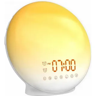 Lichtwecker, Tageslichtwecker Sonnenaufgangssimulation, Nachttischlampe mit USB-Ladefunktion, Zwei Alarmen, 20 Helligkeit Schlummerfunktion ,7 natürlichen Klängen und UKW-Radio für Erwachsene& Kinder