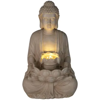 Wellhome Well Home Buddhabrunnen mit LED-Lichtern für den Außenbereich, 28,5 x 24,5 x 48 cm