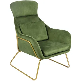 Dynamic24 Relaxsessel Samtvelours Grün Sessel Polstersessel Ohrensessel Loungesessel