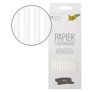 Folia Papierstrohhalme 25 St. 19,7 cm Weiß