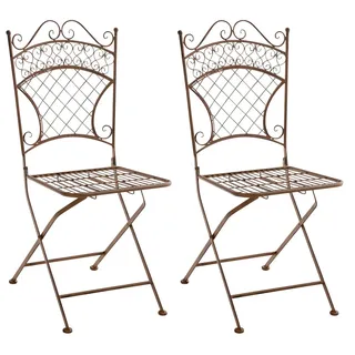 TPFGarden Wandregal Adelia einklappbar - für Garten, Balkon, Terrasse - Farbe: antik weiß, Hochwertiger und stabiler Metallstuhl aus handgefertigtem Eisen 2-tlg., Balkonstuhl, Bistrostuhl - Maße (TxBxH): 37 x 42 x 94cm braun